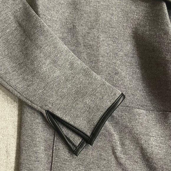 Zara Knit Marble Cardigan Coat Faux Leather Trim - Picture 8 of 12